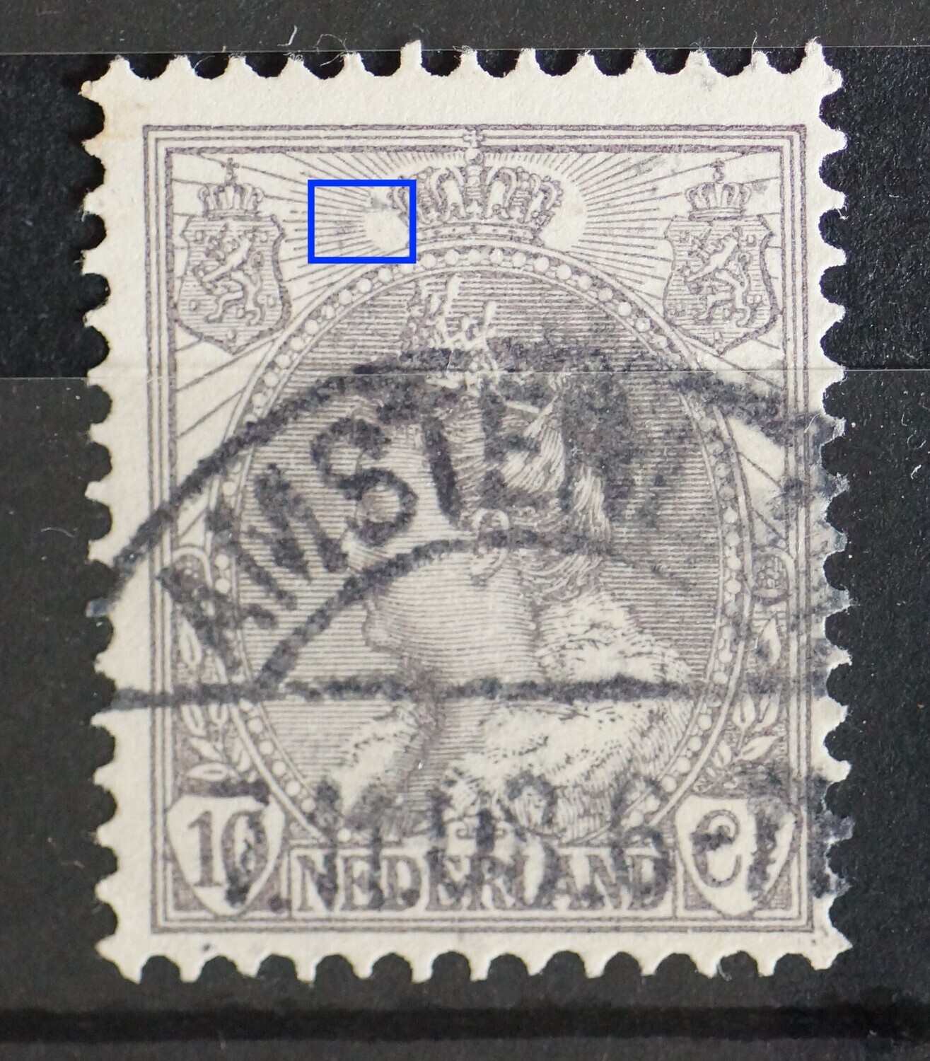 NVPH 62 - o.a. grijze vlekken links van kroon