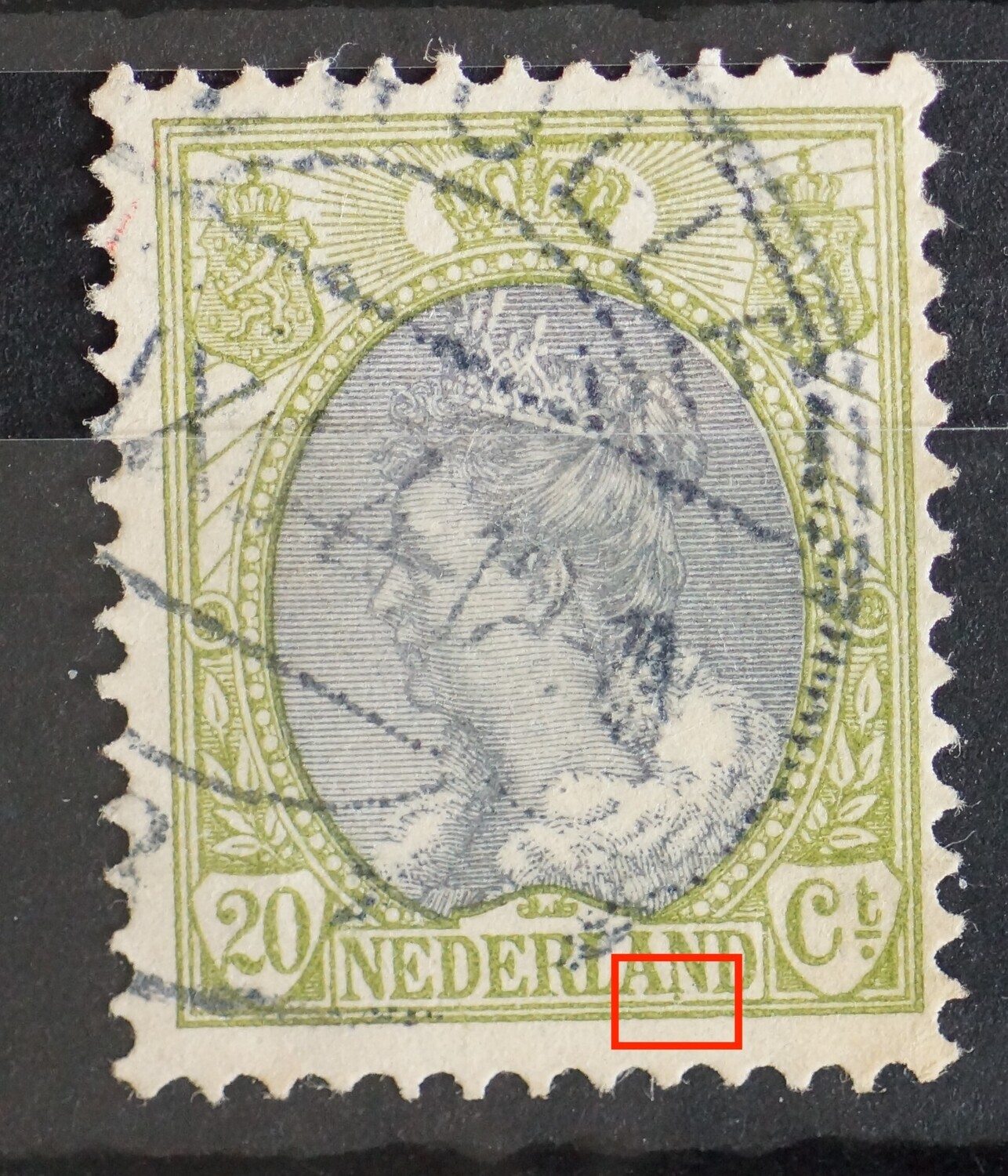 NVPH 69 - groene punt onder de tweede N van NEDERLAND