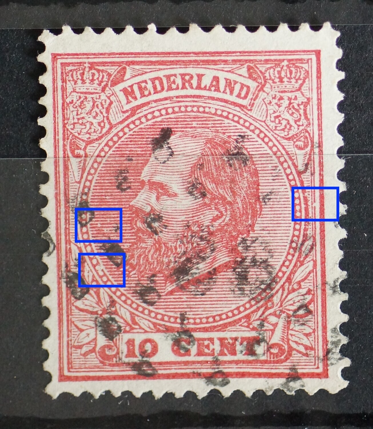 NVPH 21 - o.a. breuk in arcering links