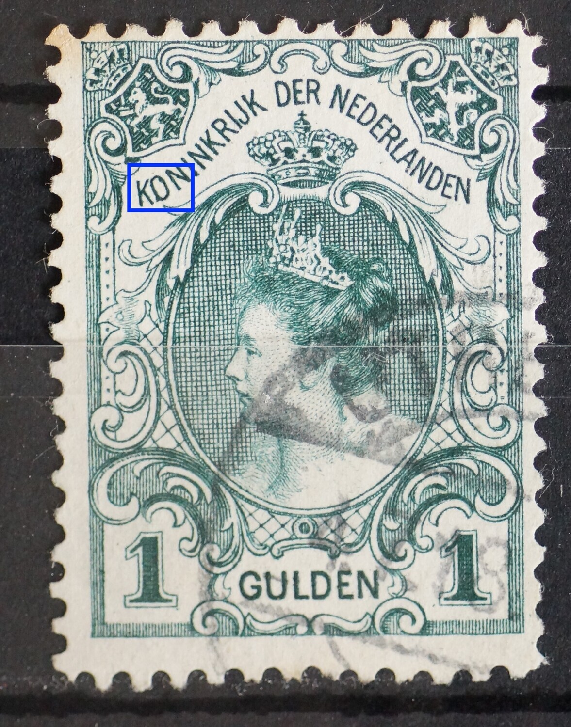 NVPH 77 - groene punten in de O van KONINKRIJK