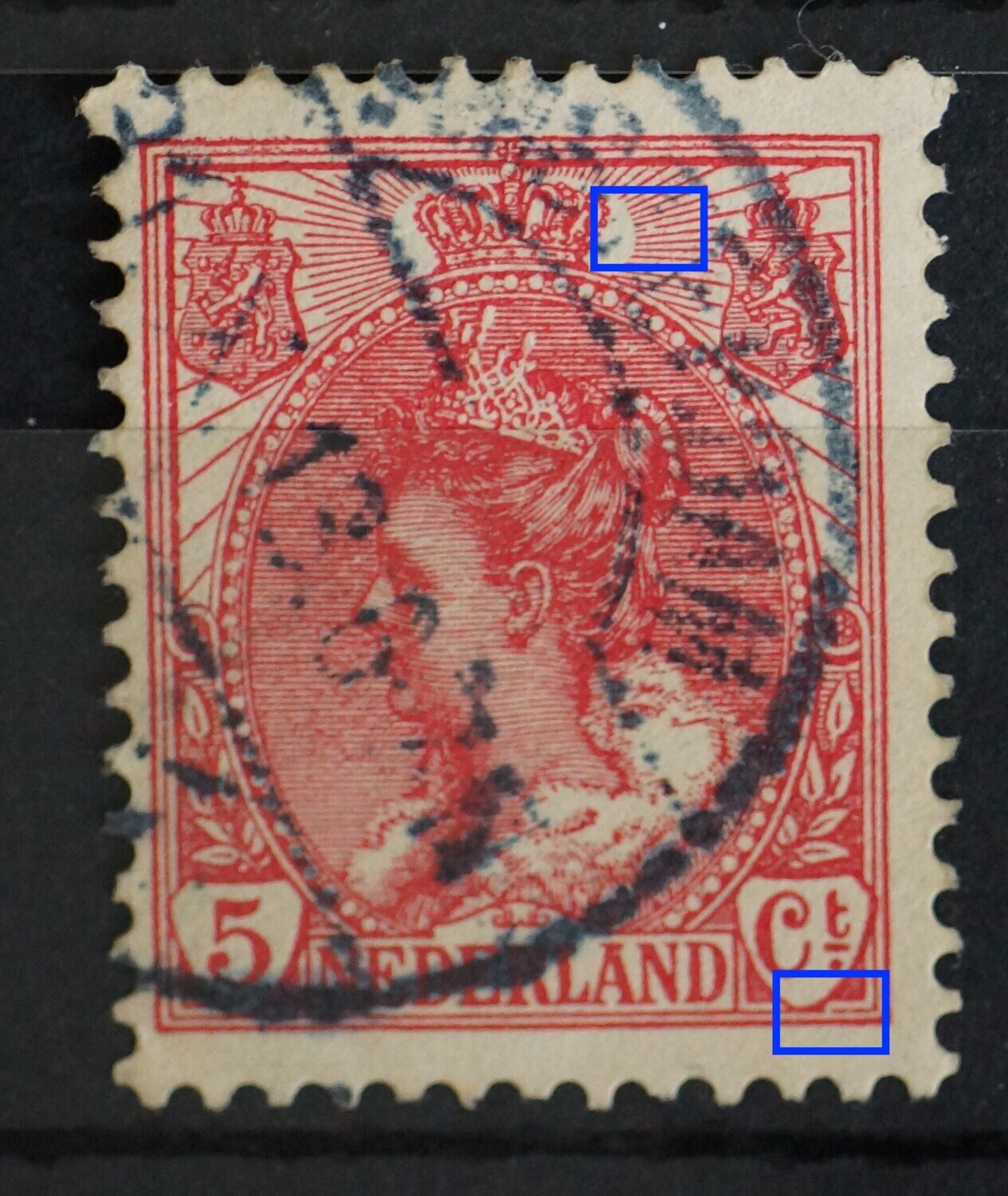 NVPH 60 - o.a. breuk in straal rechts van kroon NVPH 60 - o.a. breuk in straal rechts van kroon