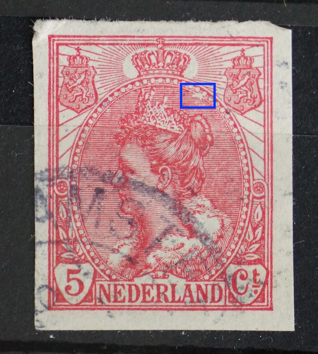 NVPH 82 - witte vlek in arcering rechtsboven