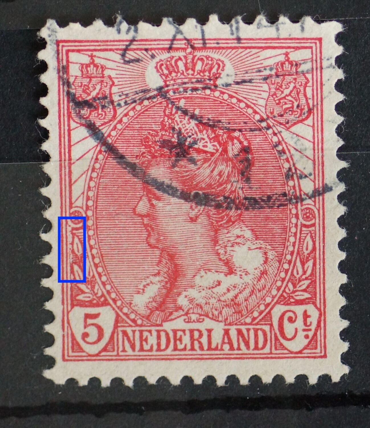 NVPH 60 - beschadigde kaderlijn etc. links NVPH 60 - beschadigde kaderlijn etc. links