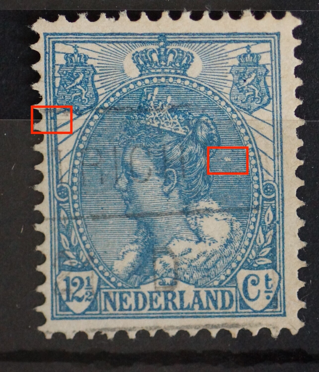 NVPH 63 - o.a. breuk / witte vlek in arcering rechts