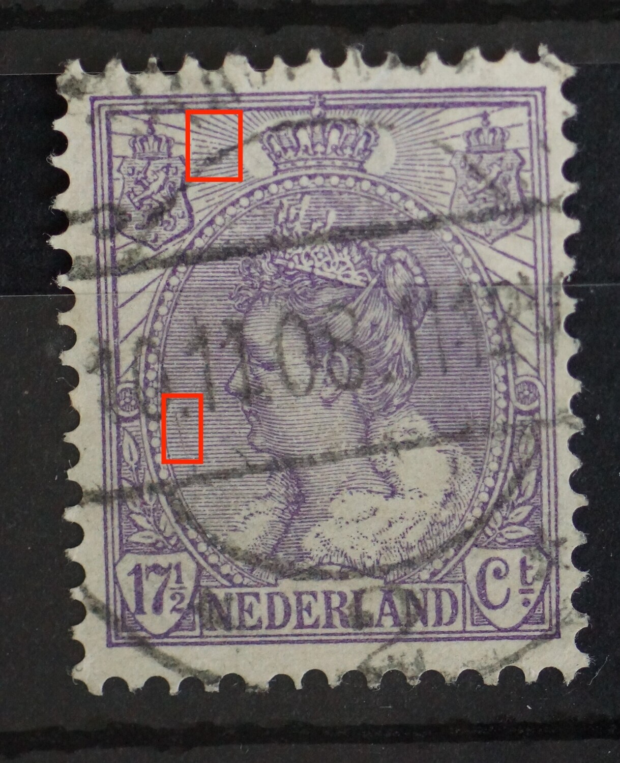 NVPH 66 - o.a. verticale violette kras door arcering links