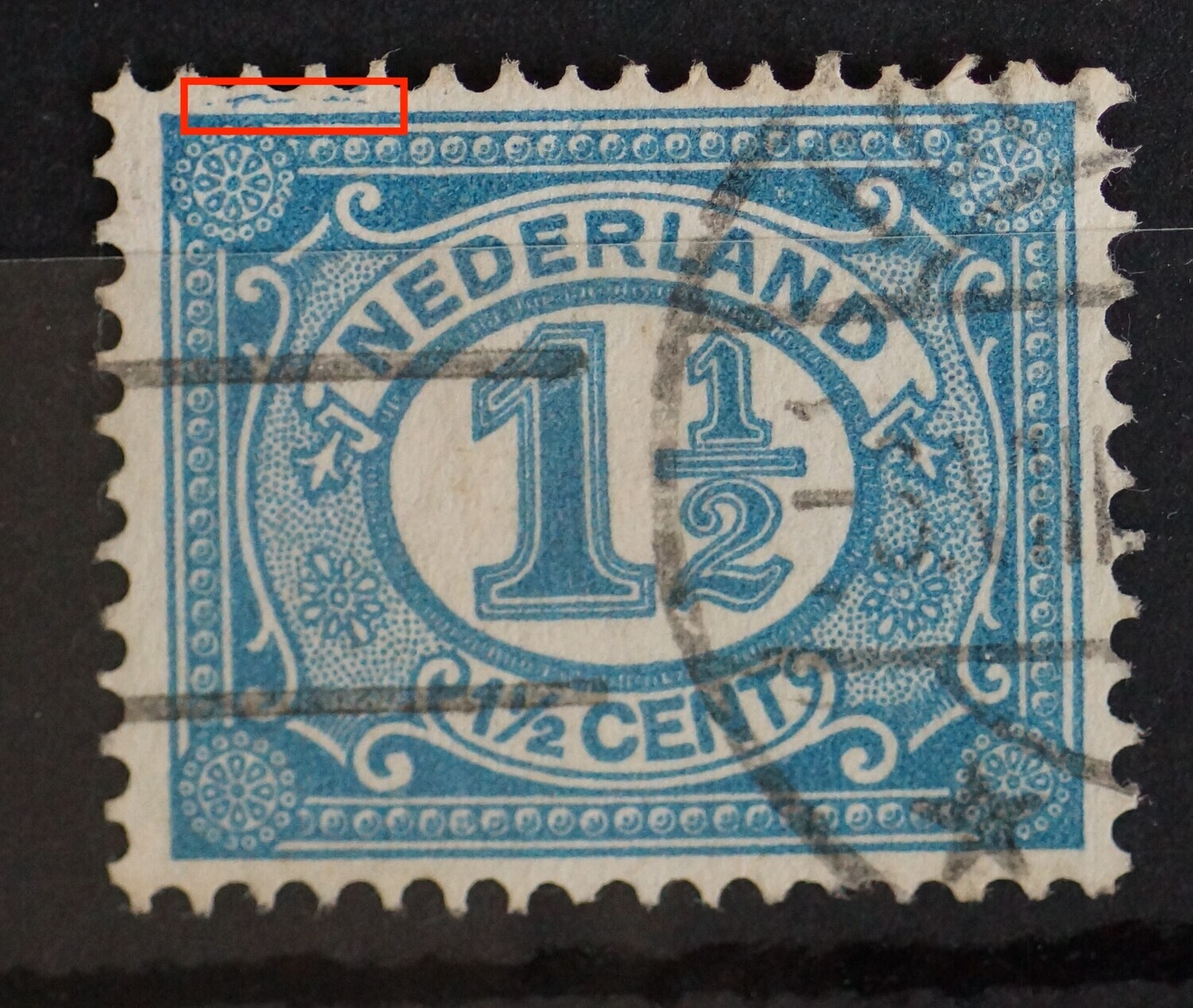 NVPH 53 - blauwe vlekken links boven het zegelbeeld