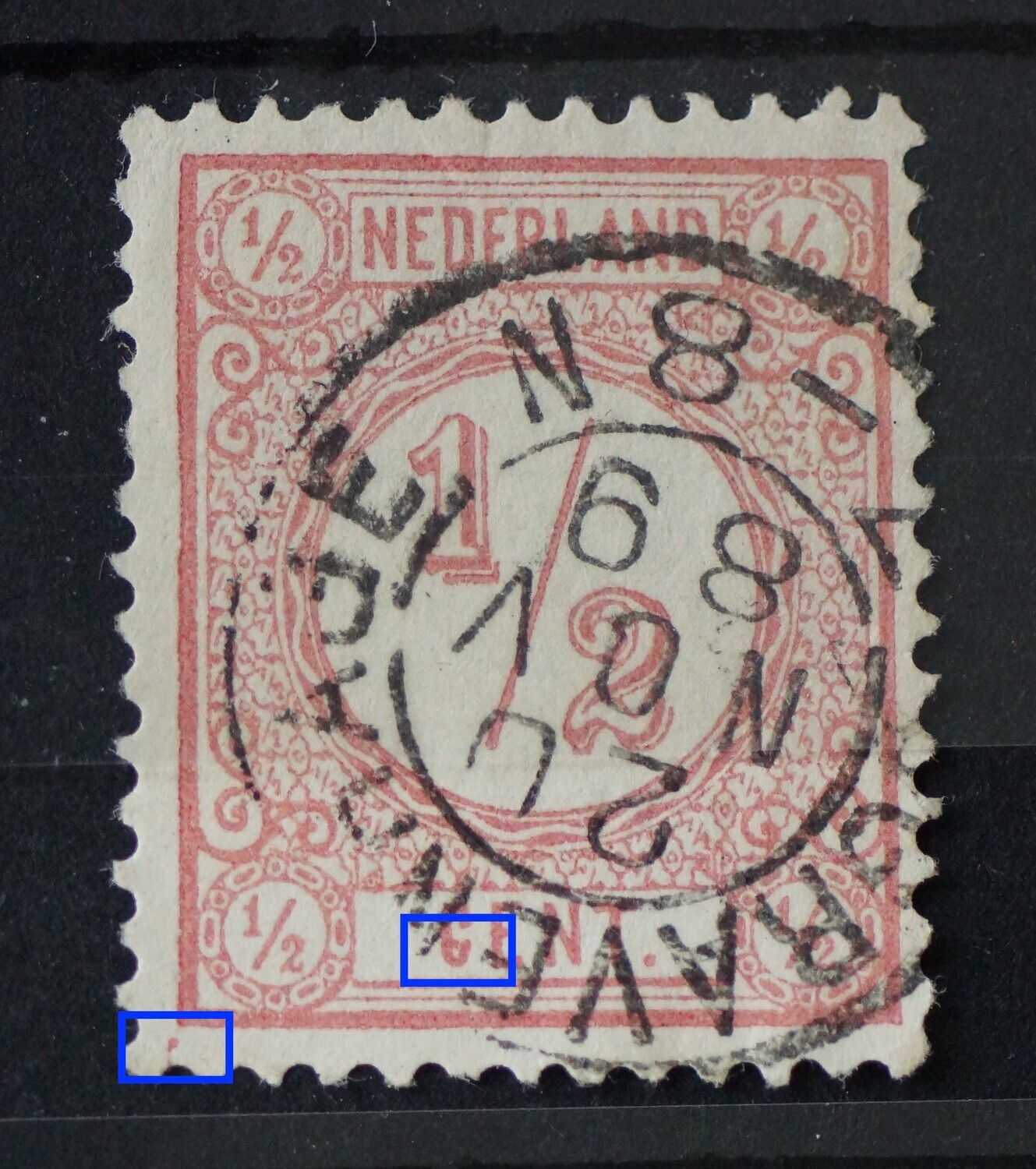 NVPH 30 - roze punt in de C van CENT en links onder het zegelbeeld