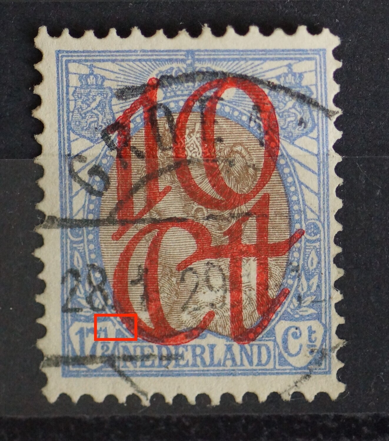 NVPH 119 - witte vlek aan schild rondom 17 1/2