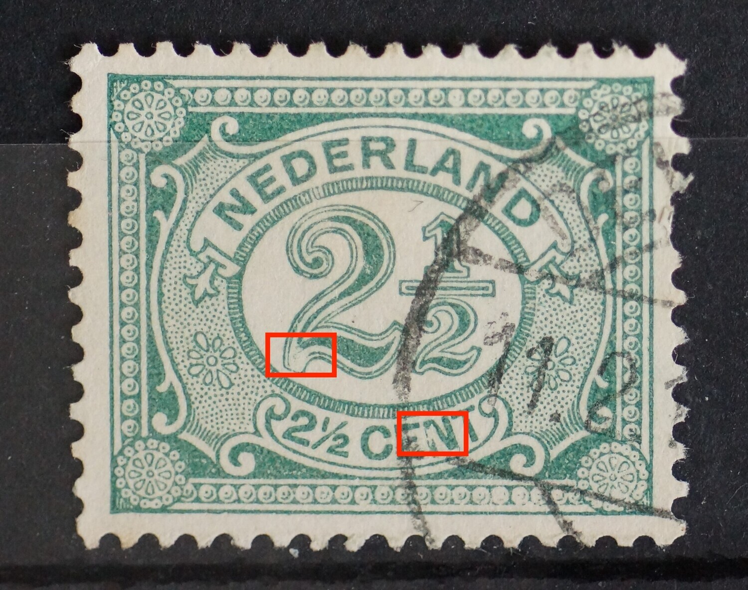 NVPH 55 - o.a. witte vlek in de N van CENT NVPH 55 - o.a. witte vlek in de N van CENT