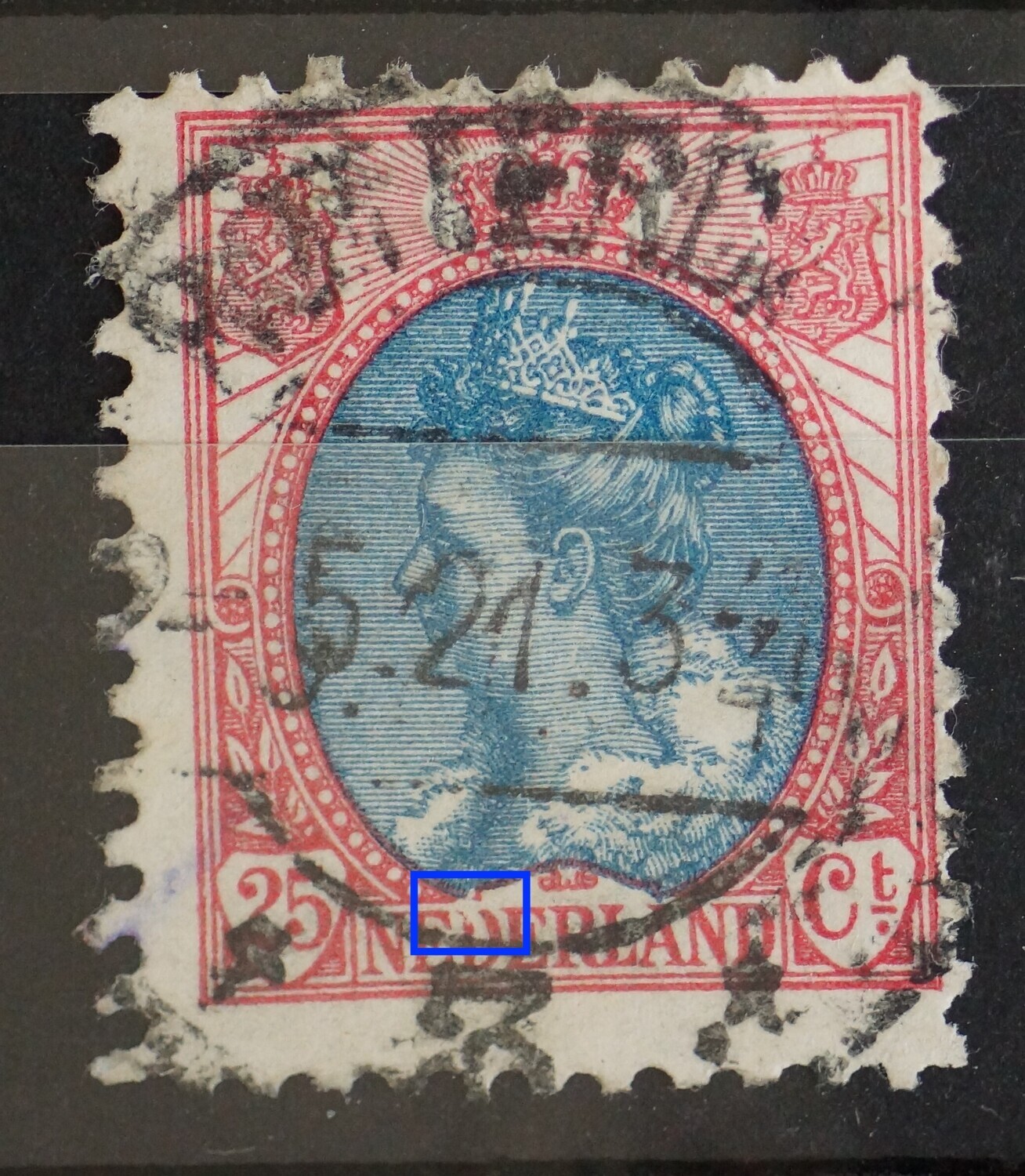 NVPH 71 - o.a. witte vlek in de eerste D van NEDERLAND