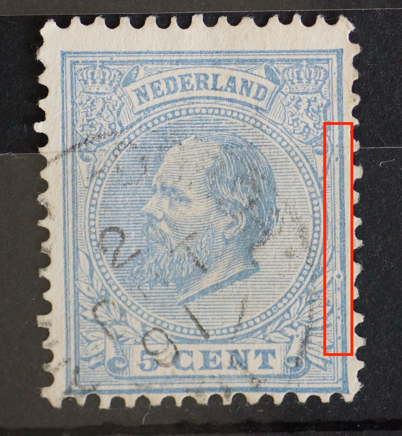 NVPH 19 - hele rij punten tussen kaderlijnen rechts