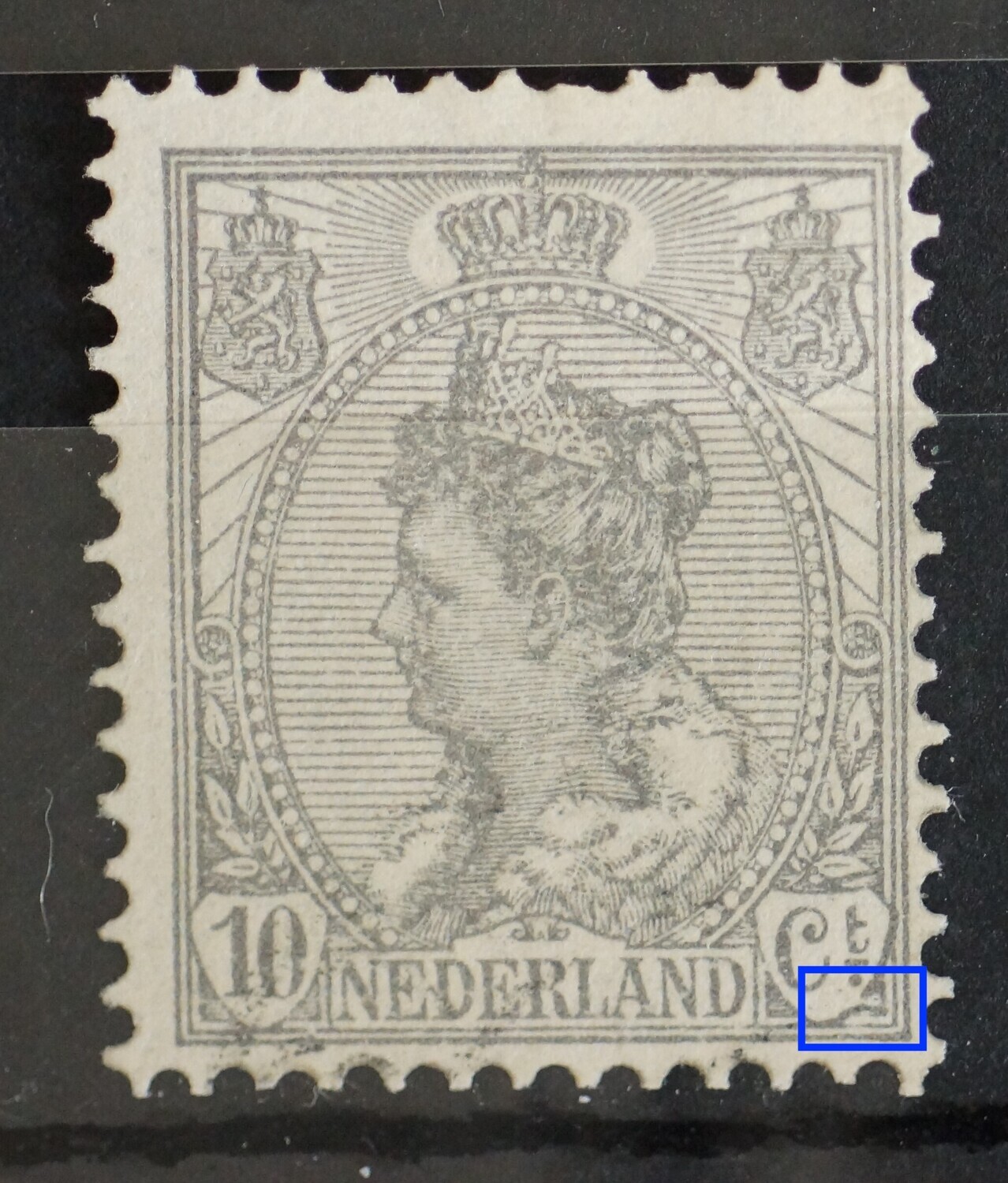 NVPH 81 - beschadiging/vervorming van schild rondom Ct.