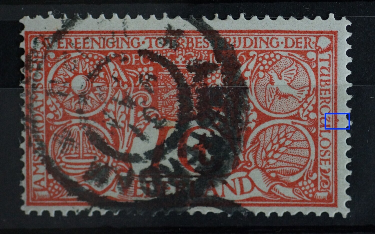 NVPH 84 - rode punt aan de kaderlijn rechts