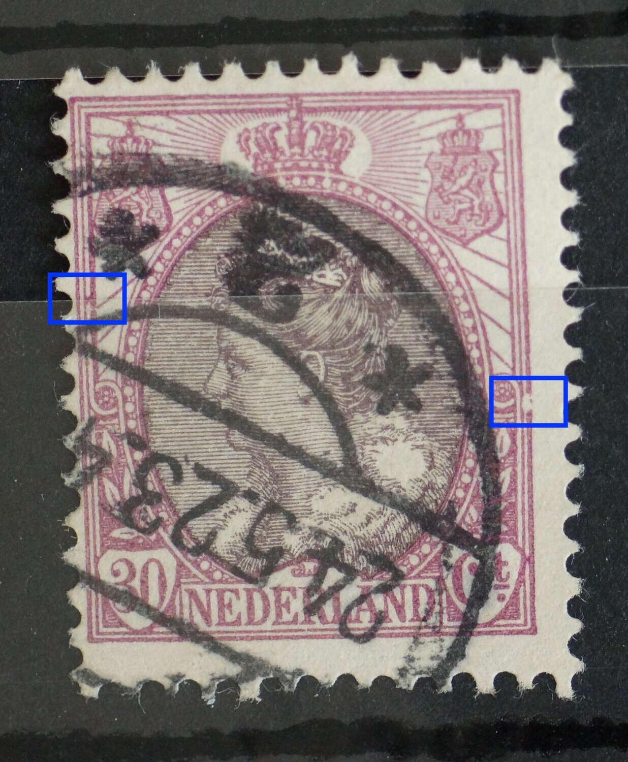 NVPH 72 - o.a. breuk in kaderlijn rechts