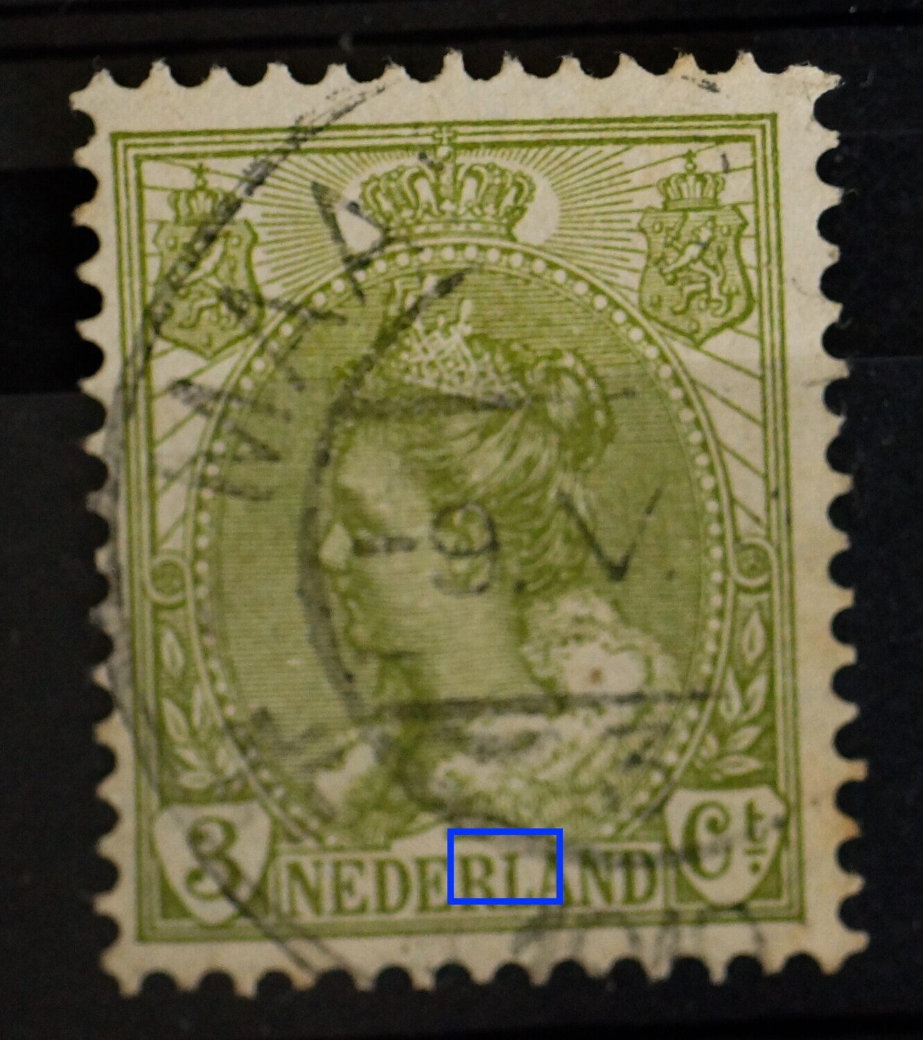 NVPH 57 - "hapje" uit de L van NEDERLAND