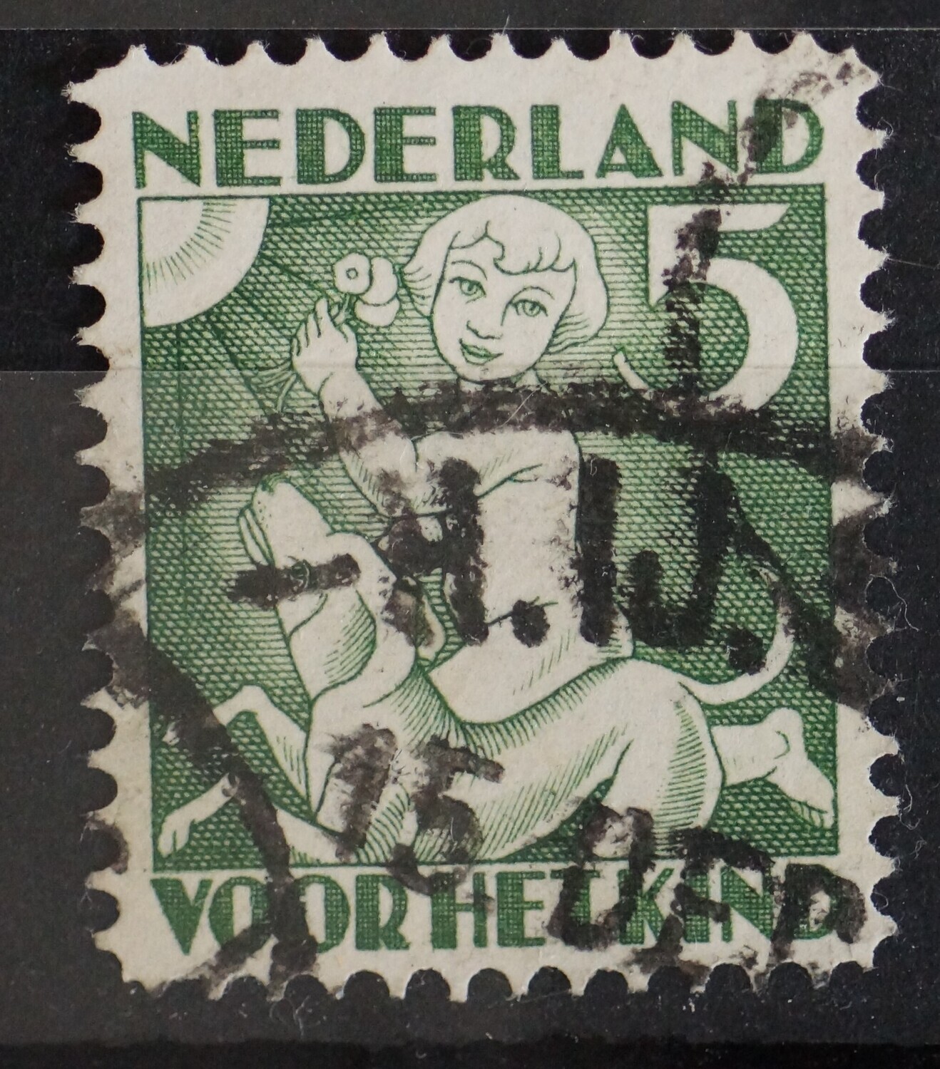 Spoorwegstempel H.IJ.S.M. (Den Haag?) op NVPH 233