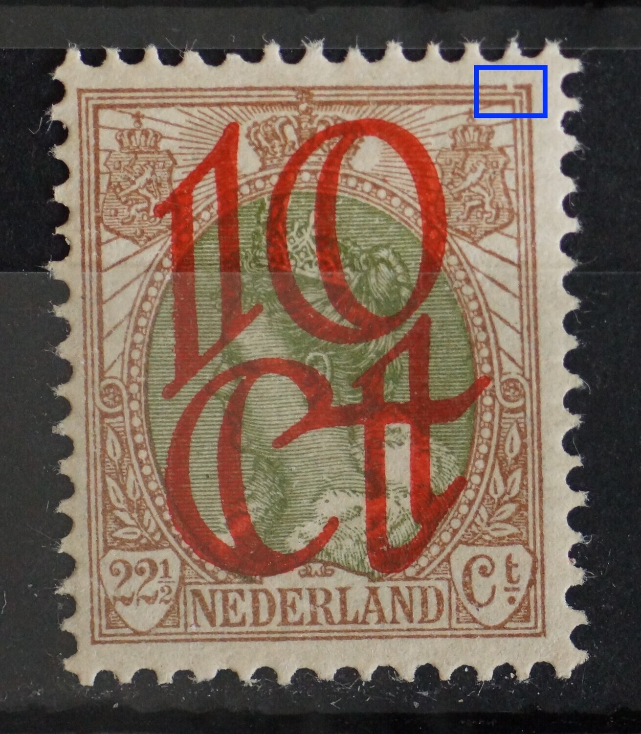 NVPH 120 - breuk in kaderlijn boven, rechts