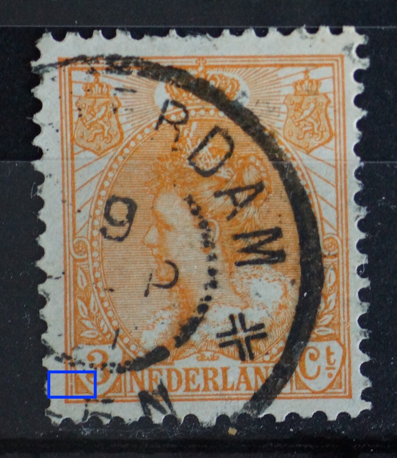 NVPH 56 breuk in kaderlijn links, onder NVPH 56 breuk in kaderlijn links, onder