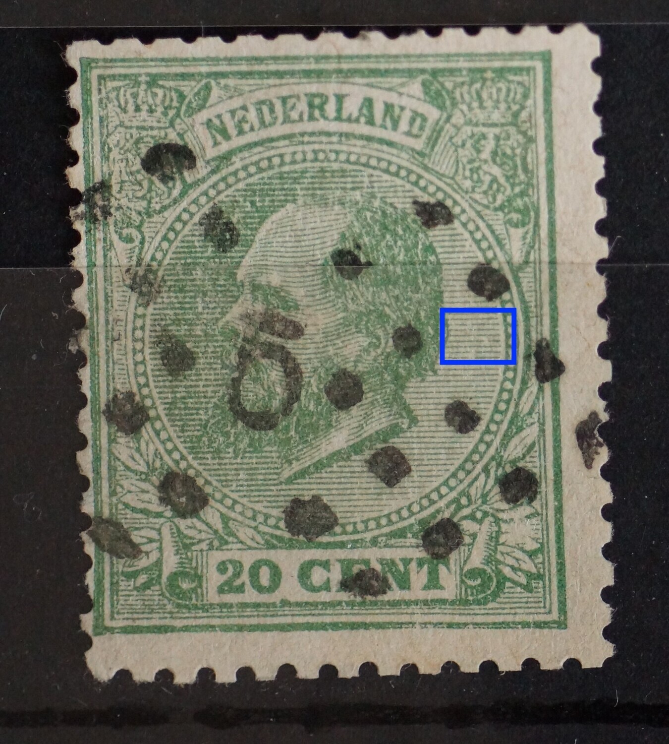 NVPH 24 - breukjes in arcering achter het hoofd NVPH 24 - breukjes in arcering achter het hoofd