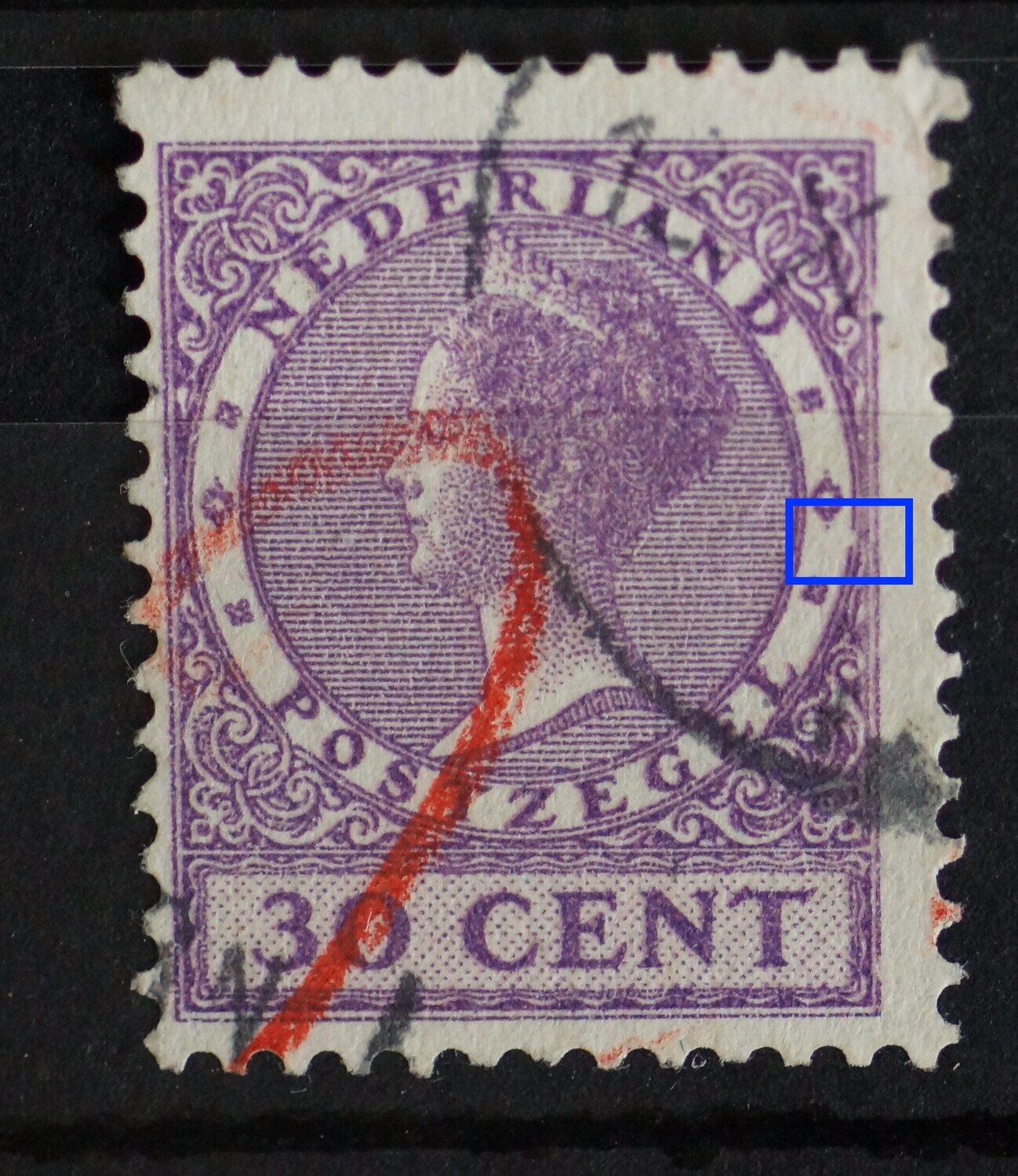 NVPH 158 - breuk in rand medaillon rechts NVPH 158 - breuk in rand medaillon rechts