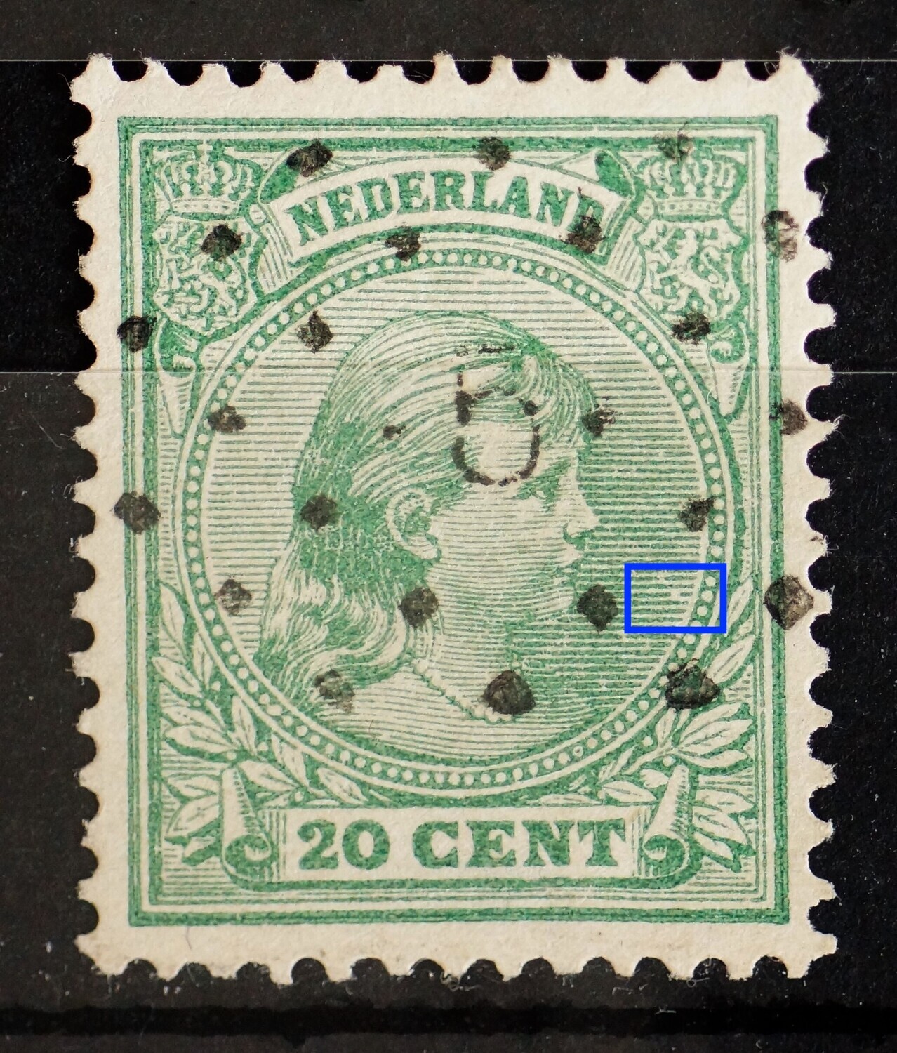 NVPH 40 - breuk in arcering rechts