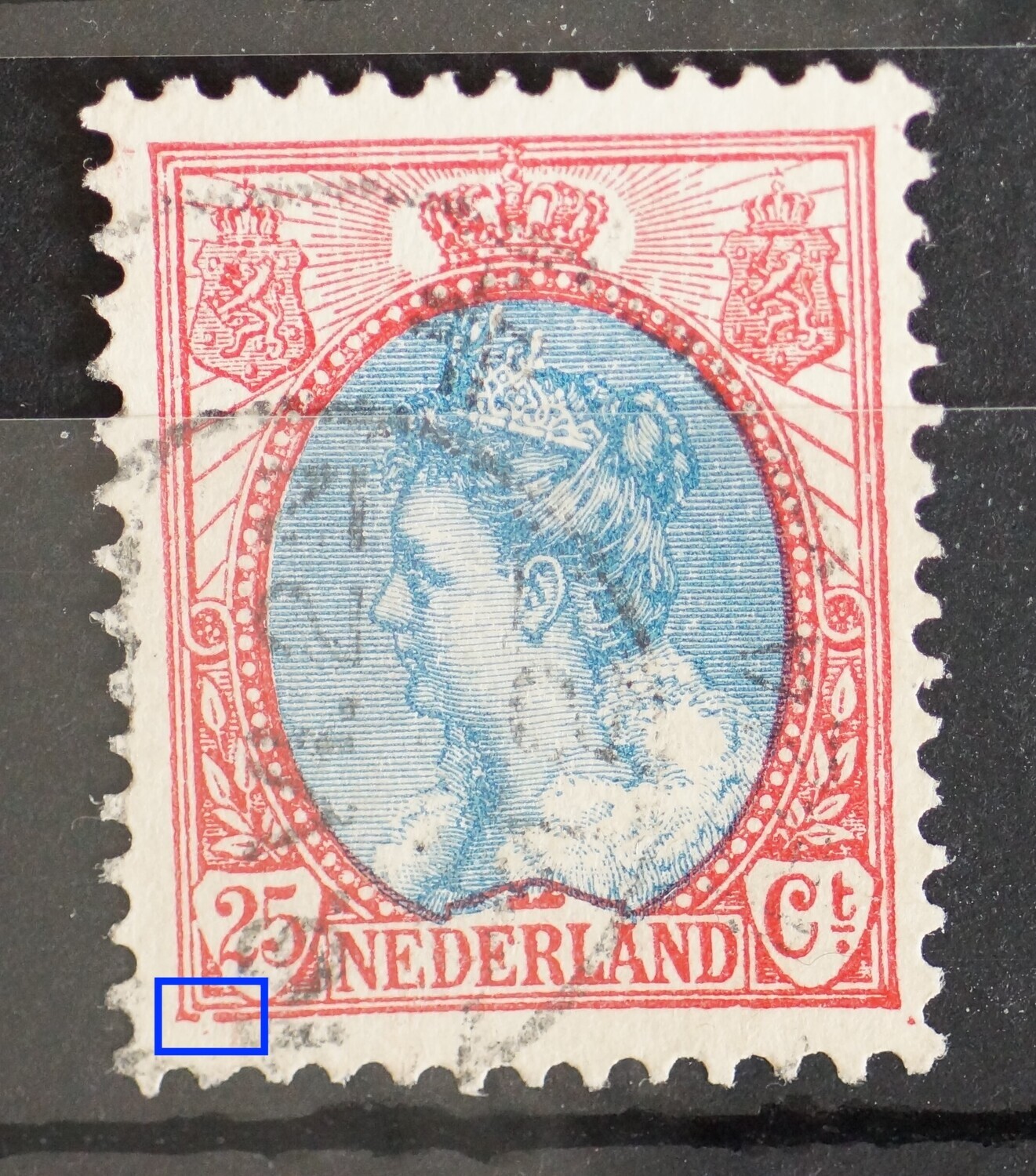 NVPH 71 - breuk in kaderlijn onder, links NVPH 71 - breuk in kaderlijn onder, links