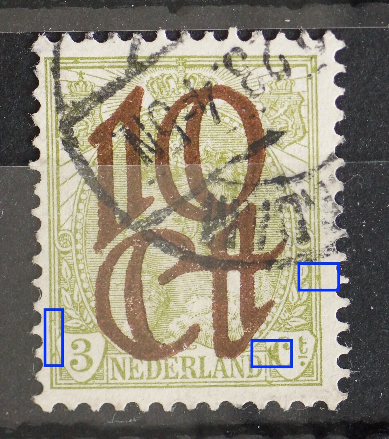 NVPH 116 - o.a. grote groene vlek voor Ct.