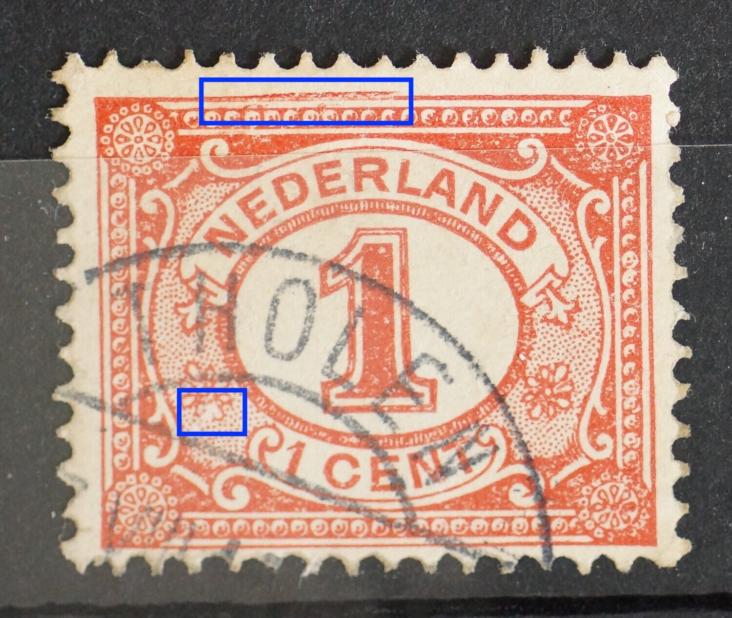 NVPH 51 - o.a. vervormde kaderlijn boven NVPH 51 - o.a. vervormde kaderlijn boven