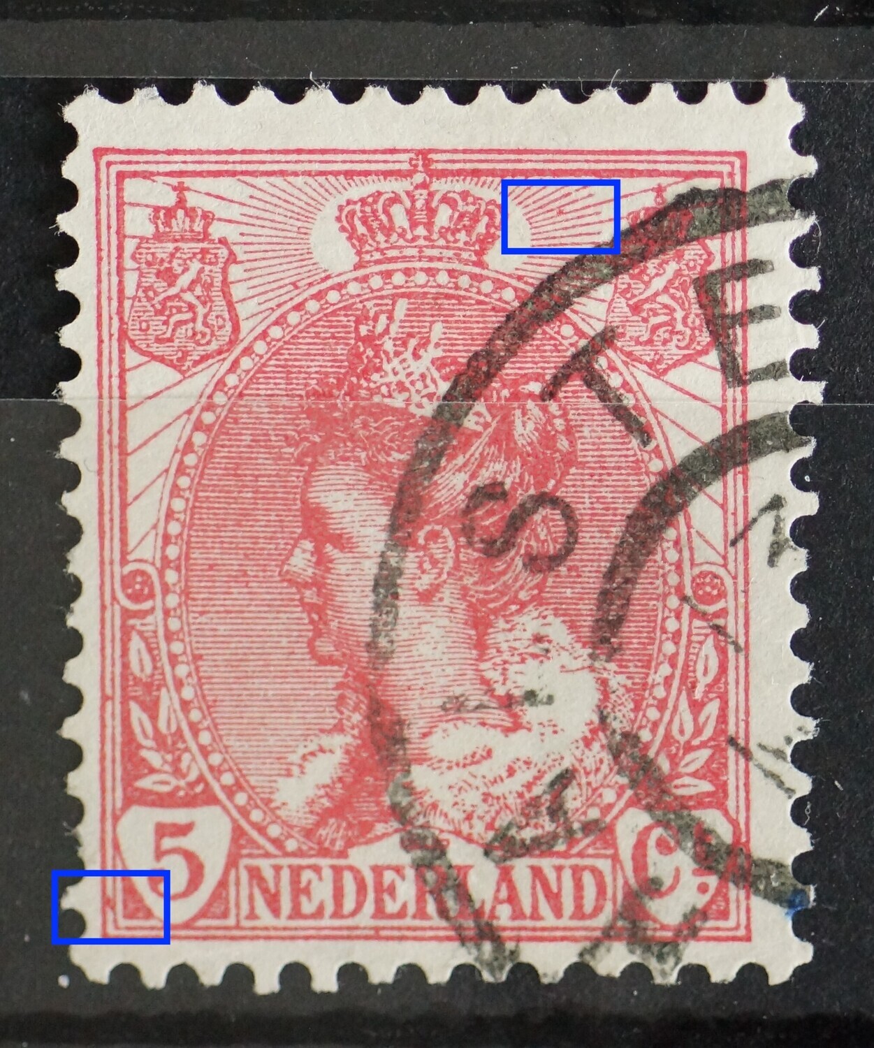 NVPH 60 - rode vlekken op diverse plaatsen