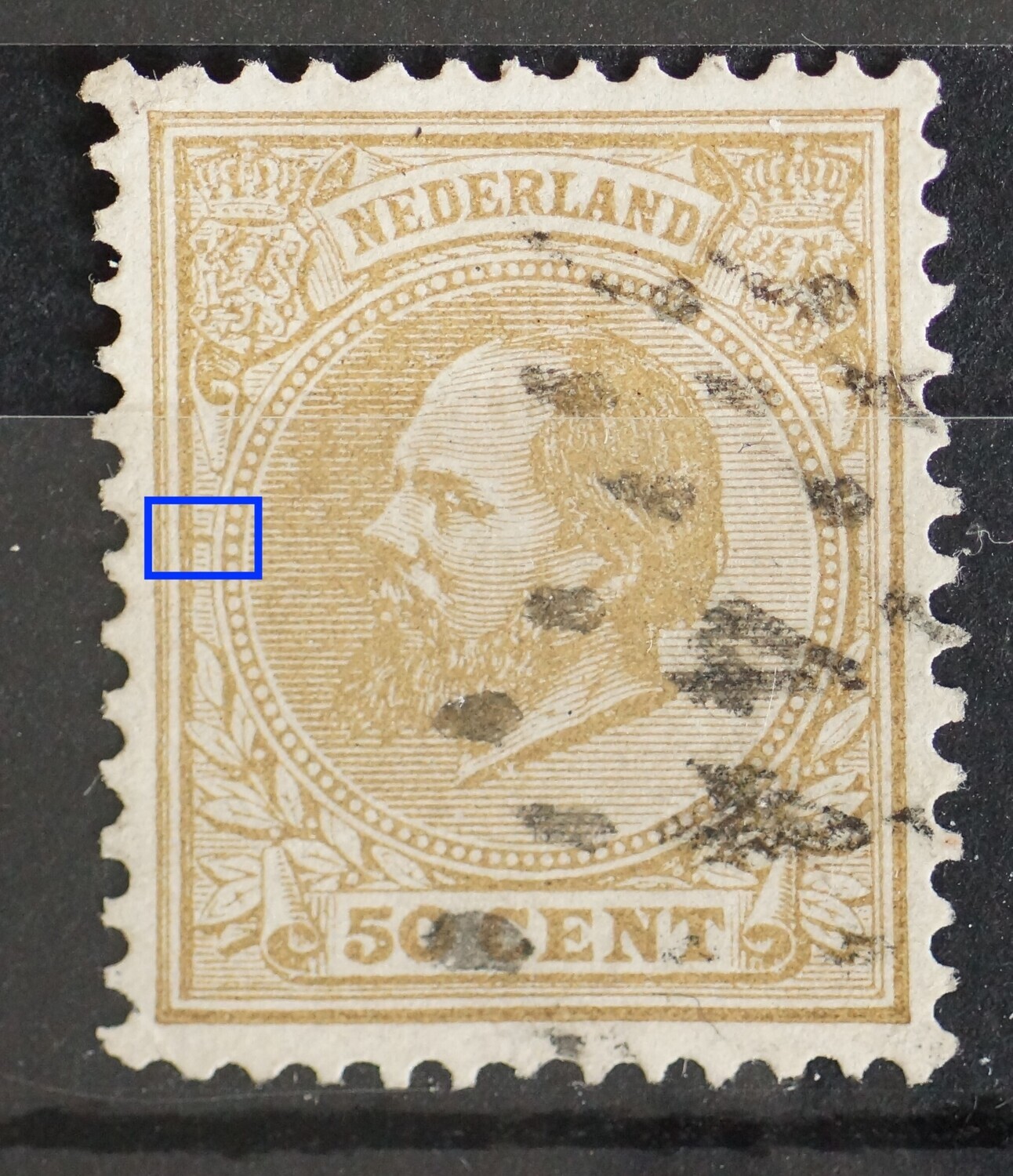 NVPH 27 - okerkleurige streepje links NVPH 27 - okerkleurige streepje links