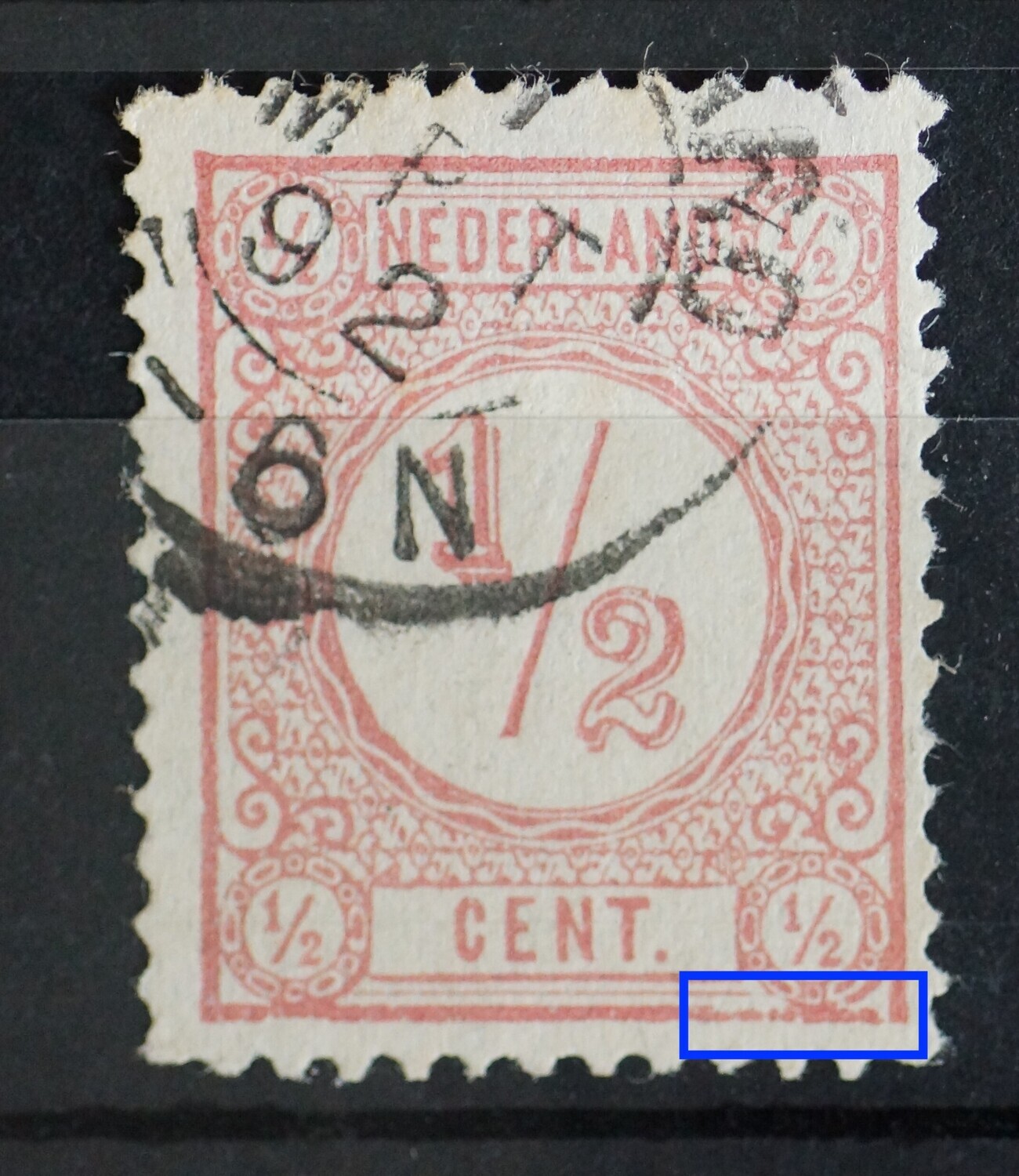 NVPH 30 - onregelmatige kaderlijn onder, rechts