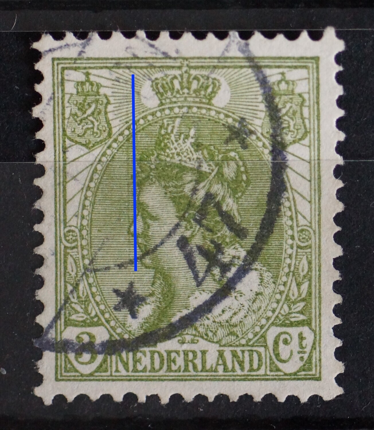 NVPH 57 - verticale groene streep voor het gezicht