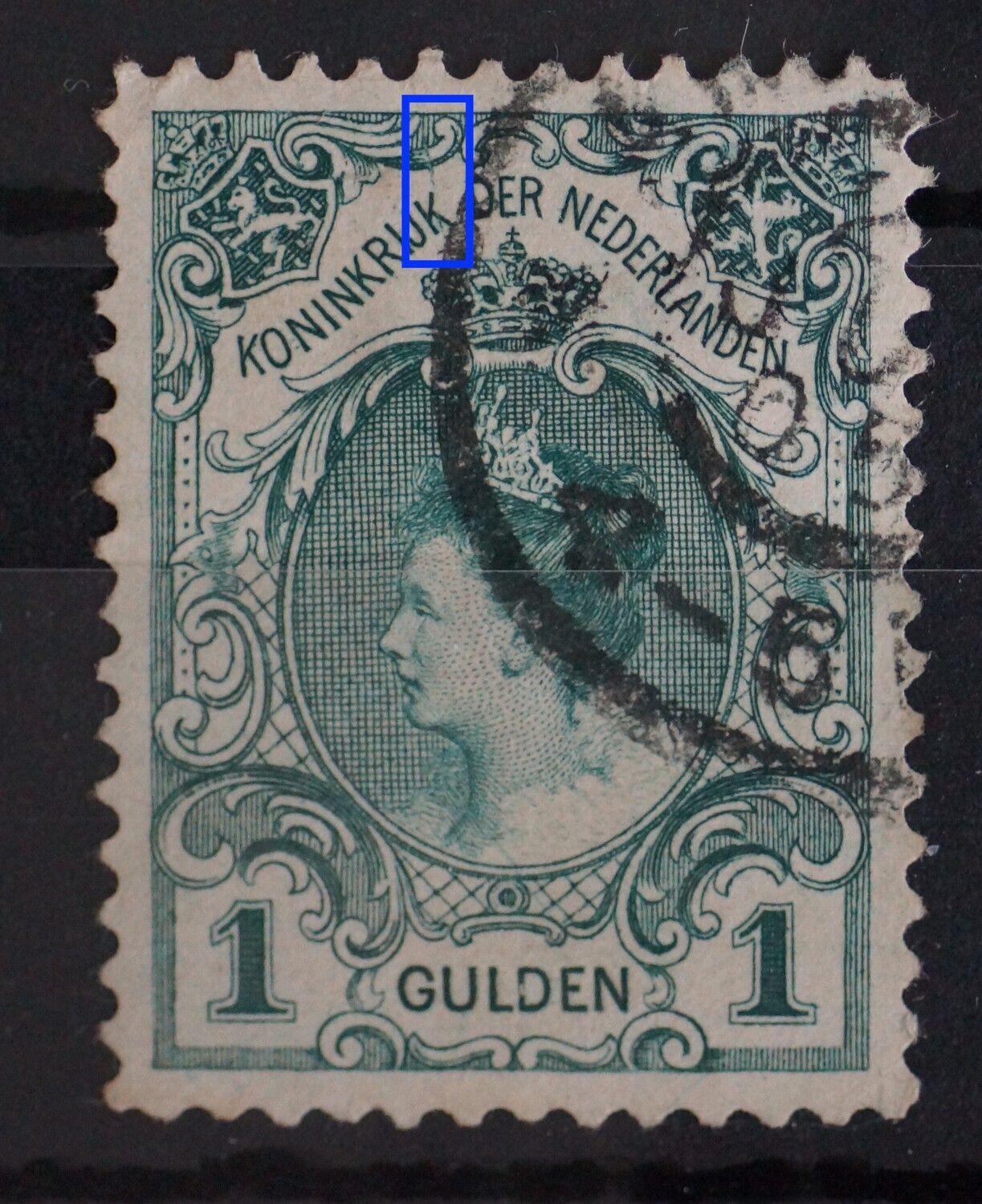 NVPH 77 - groene kras door de 3e K van KONINKRIJK