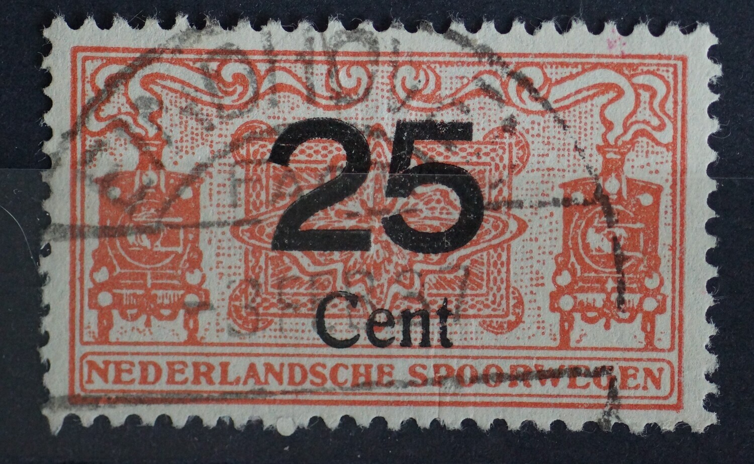 Spoorwegstempel Eindhoven Factorij op spoorwegzegel 25 Cent