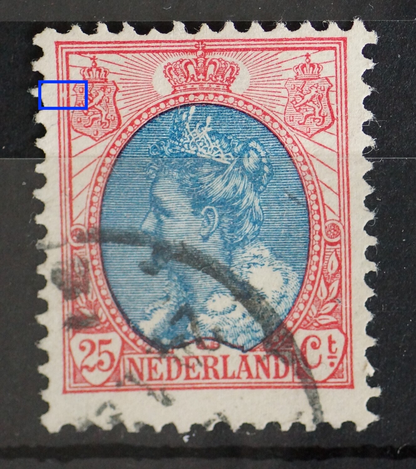 NVPH 71 - breuk in kaderlijn bij linker wapenschild