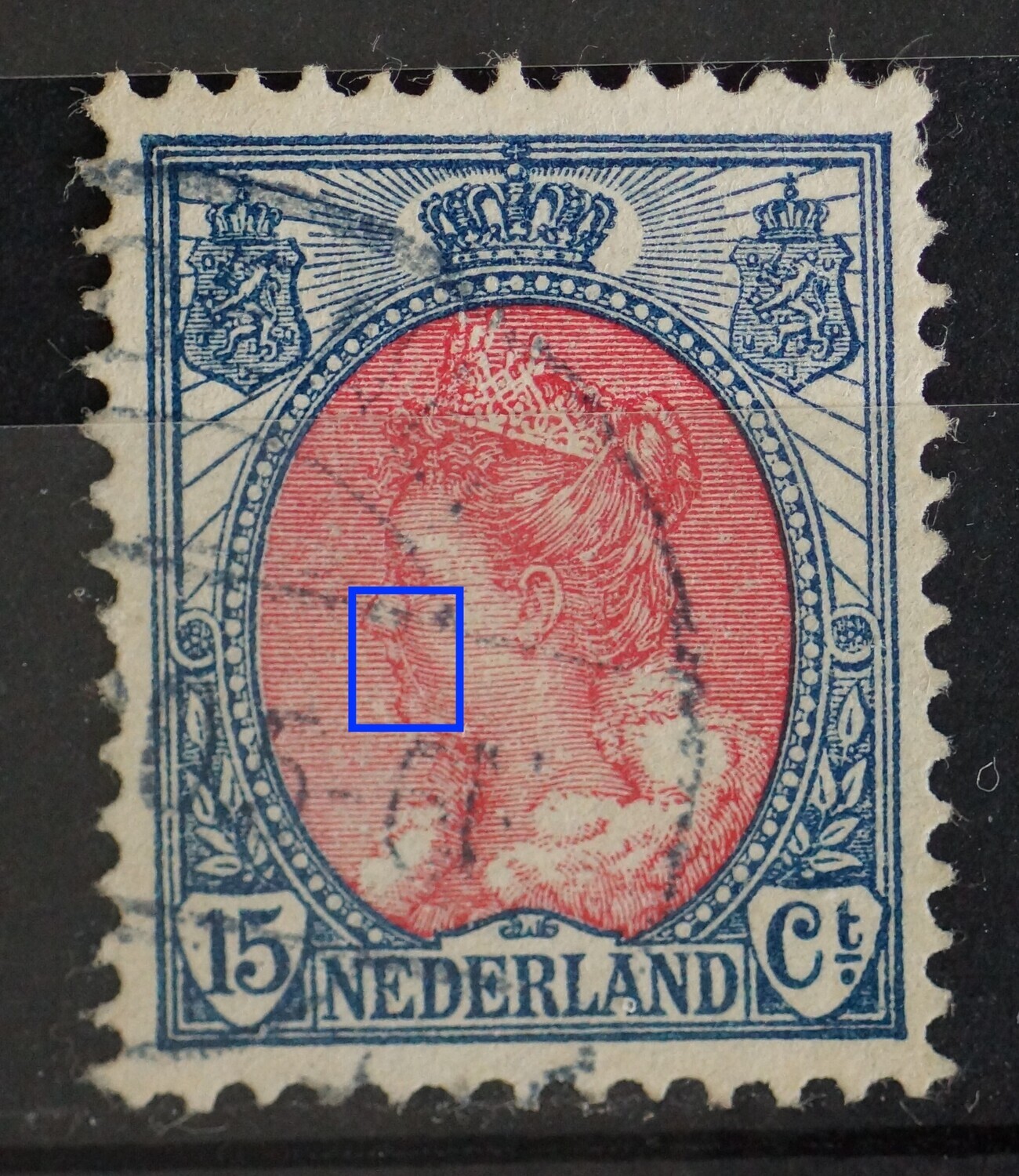 NVPH 65 - witte kras onder de neus