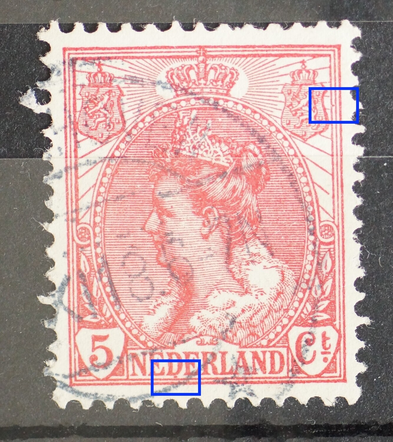 NVPH 60 - o.a. rode vlek onder de eerste D van NEDERLAND