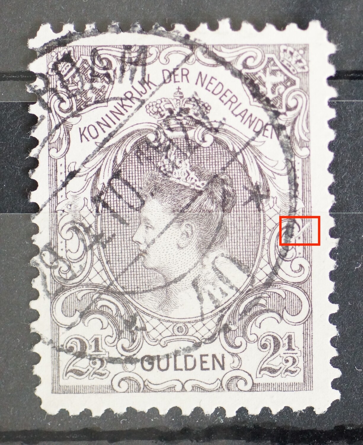 NVPH 78 - brede witte streep door kaderlijn rechts