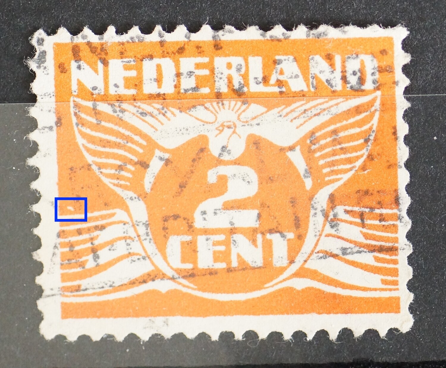 NVPH 145 - witte vlek in zegelbeeld links