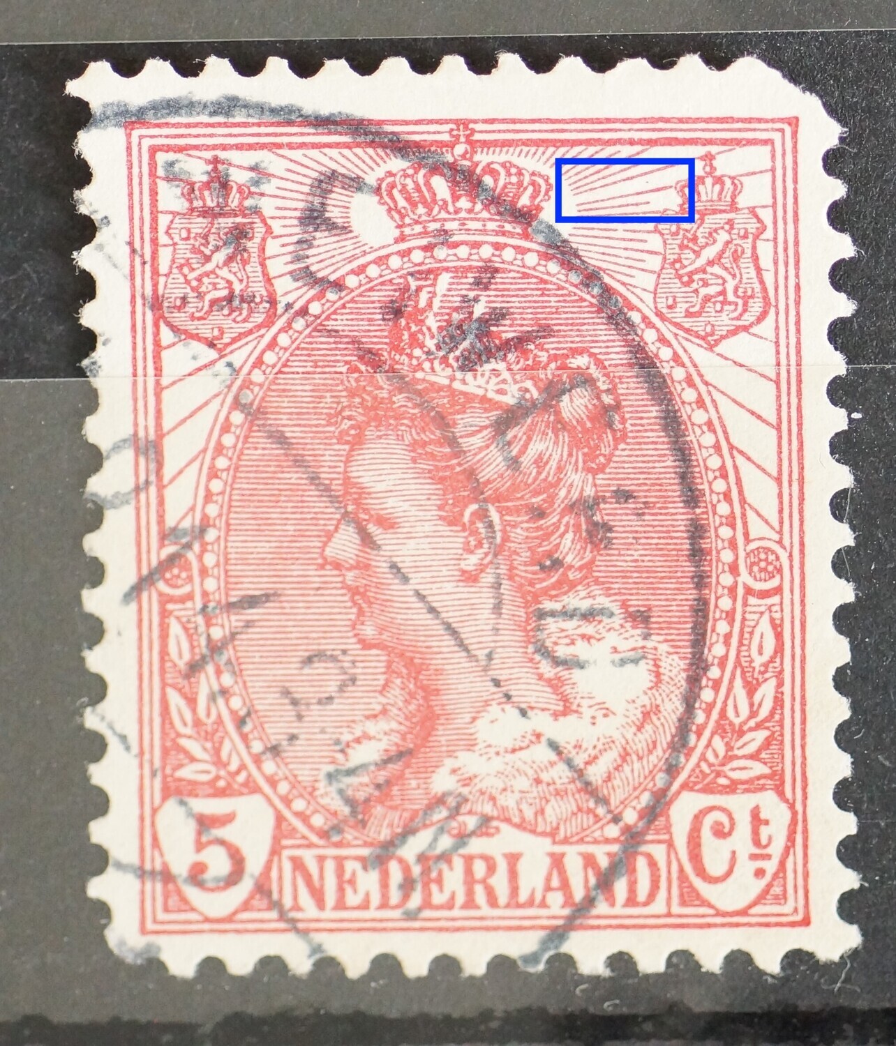 NVPH 60 - ontbrekende straal rechts van kroon