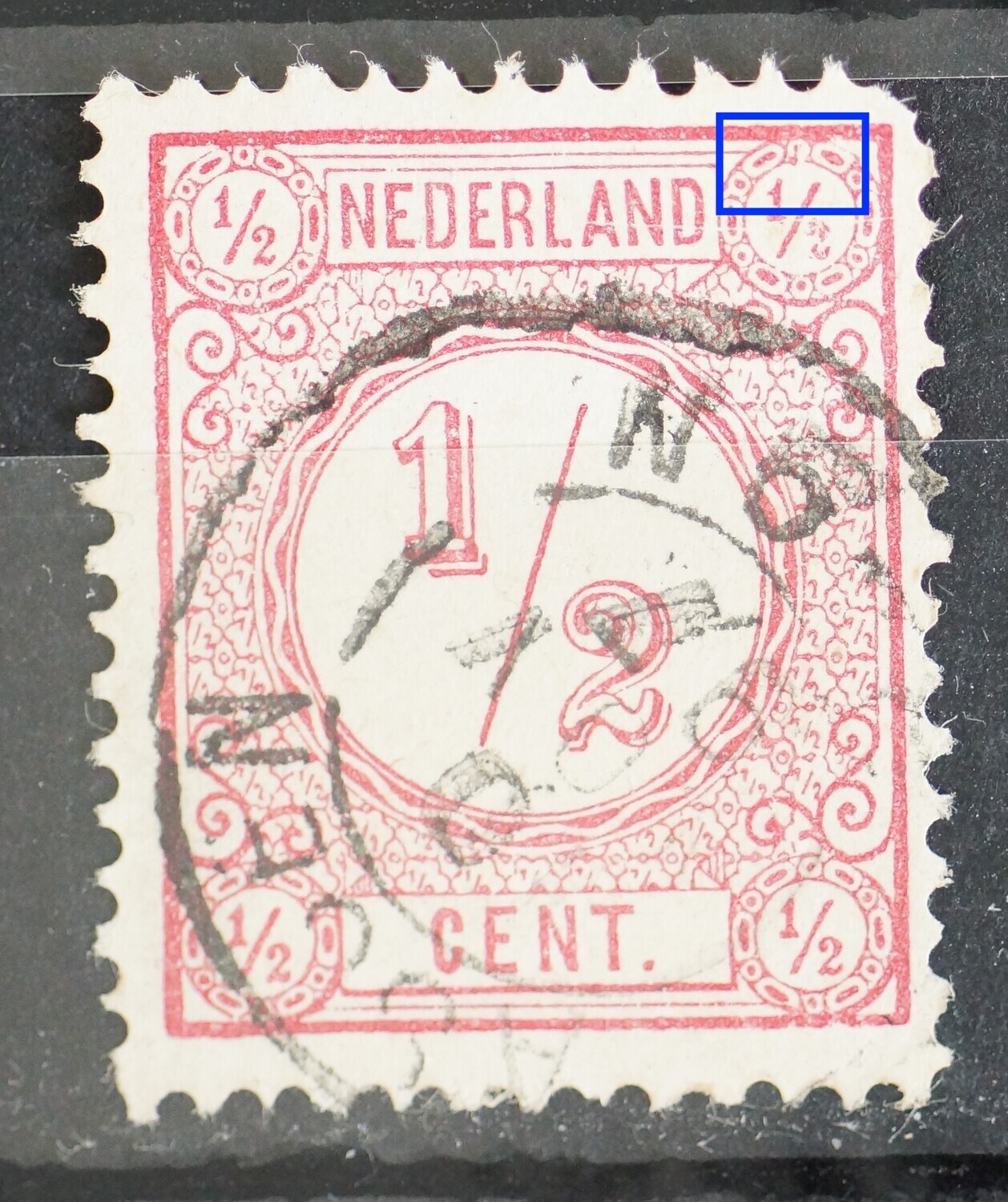 NVPH 30 - beschadiging rechtsboven