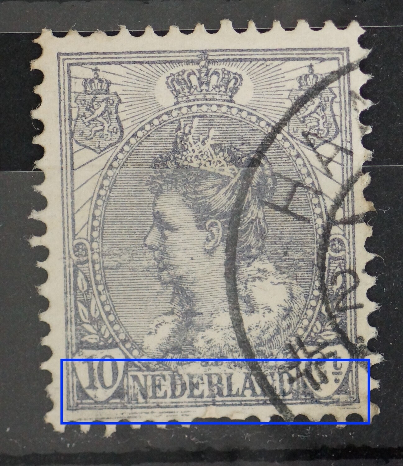 NVPH 62 - mooi voorbeeld van trildruk, o.a. goed zichtbaar over de gehele onderzijde