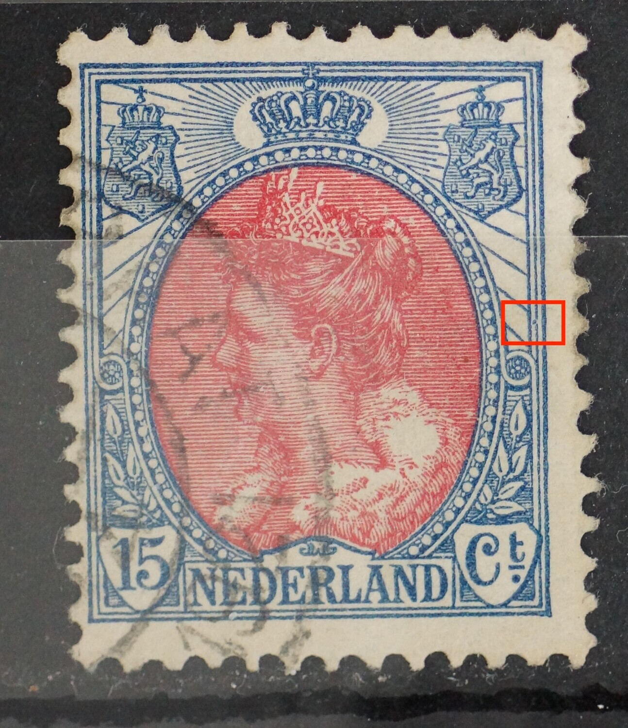 NVPH 65 - blauwe punt tussen kaderlijnen rechts
