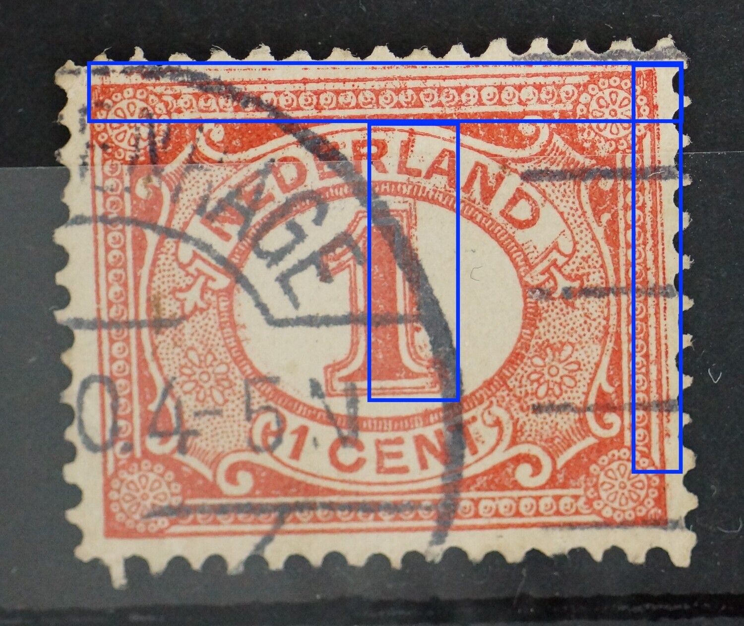 NVPH 51 - mooi voorebeeld van trildruk, goed zichtbaar aan boven- en rechterzijde