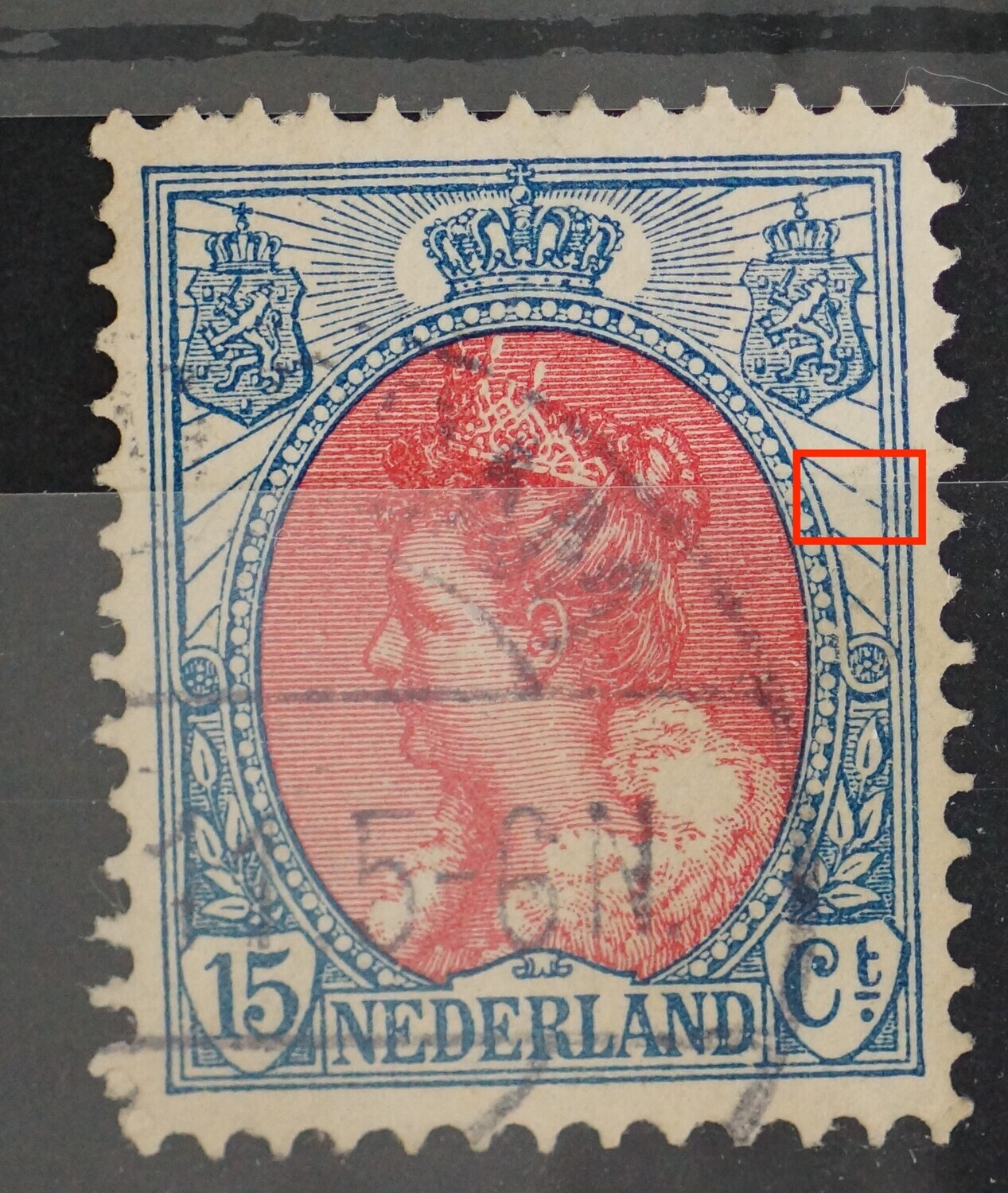 NVPH 65 - breuk in straal rechts