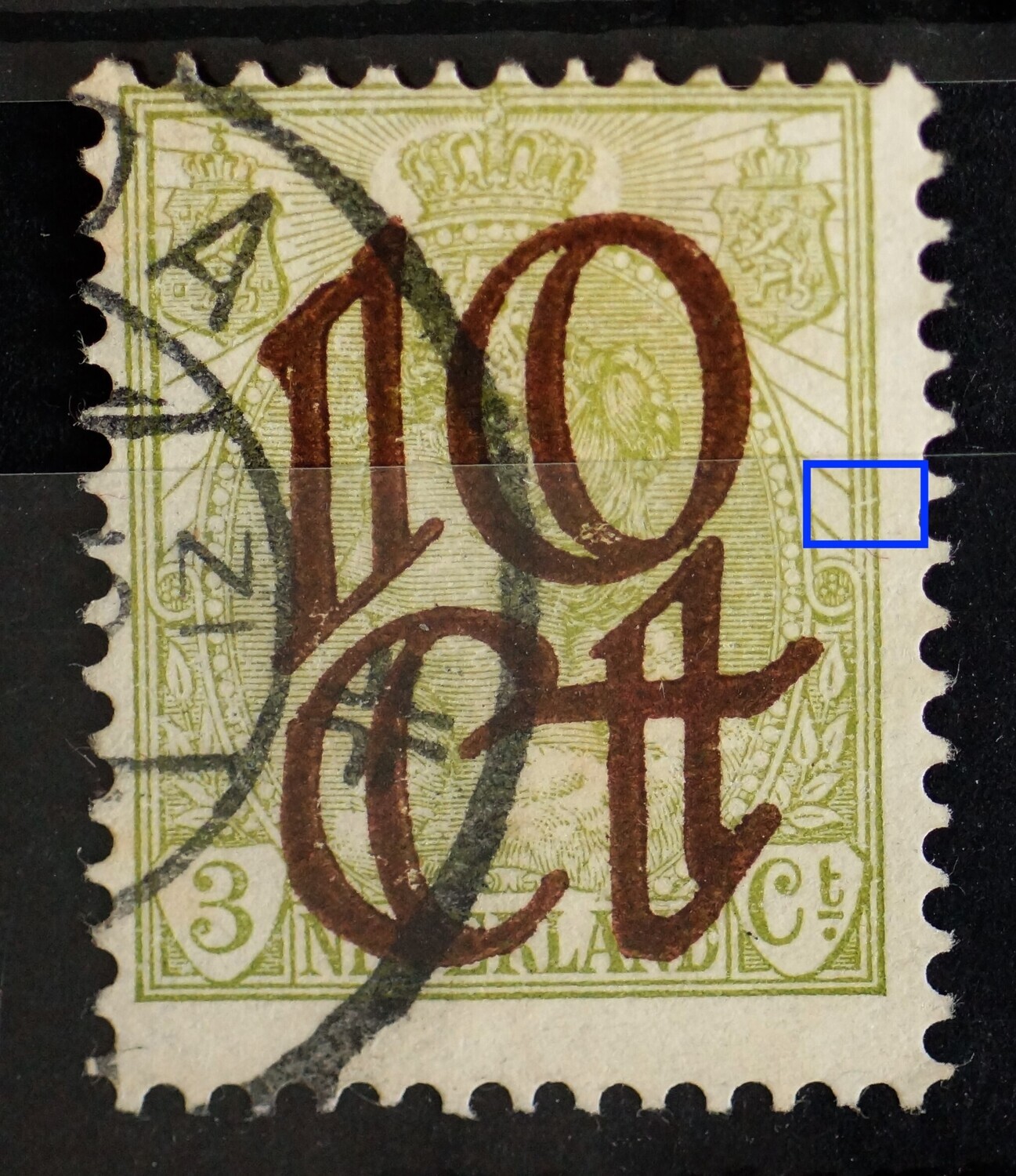 NVPH 116 - breukje in kaderlijnen rechts