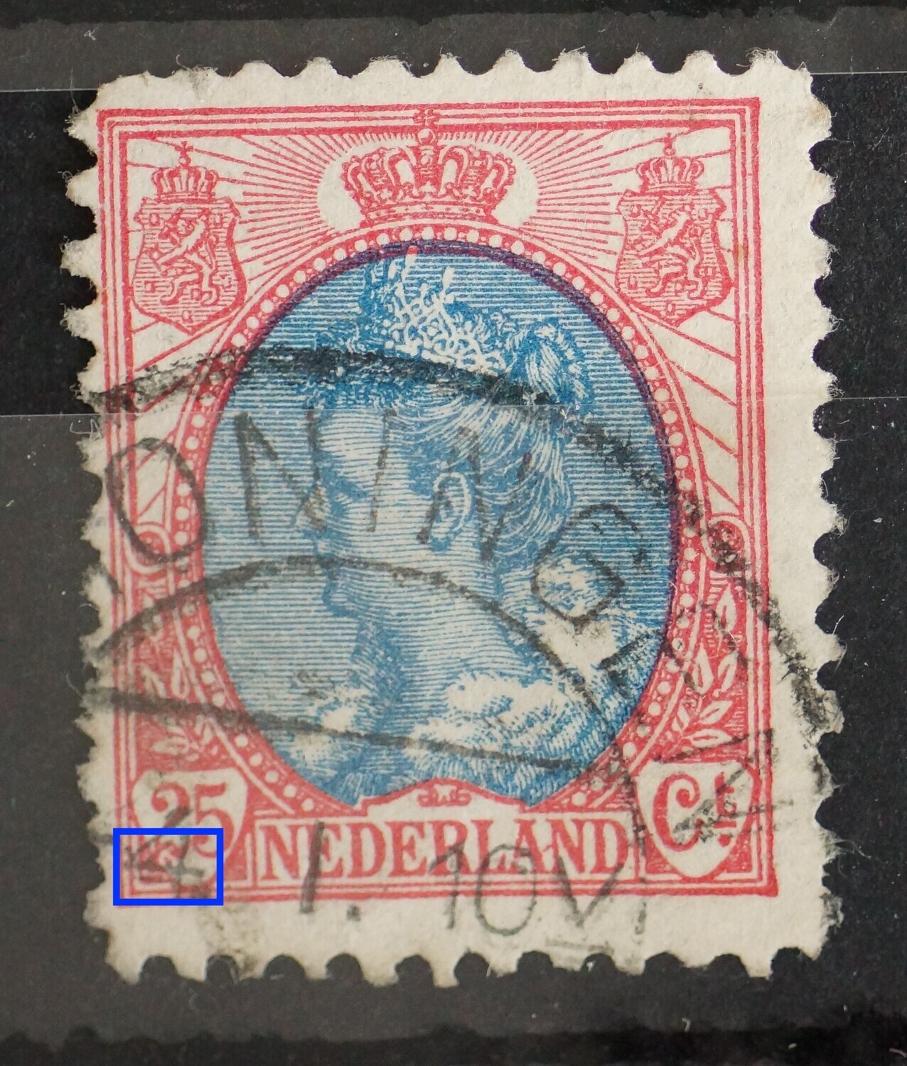 NVPH 71 - rode punt onder de 2 van 25