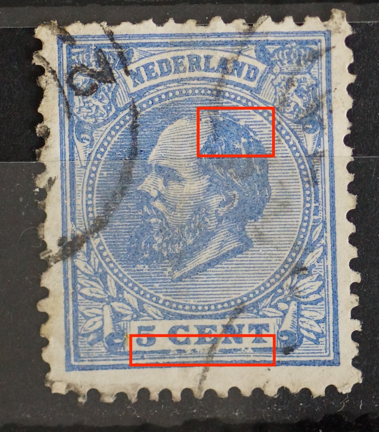 NVPH 19 - o.a. diverse breuken in kaderlijn onder NVPH 19 - o.a. diverse breuken in kaderlijn onder