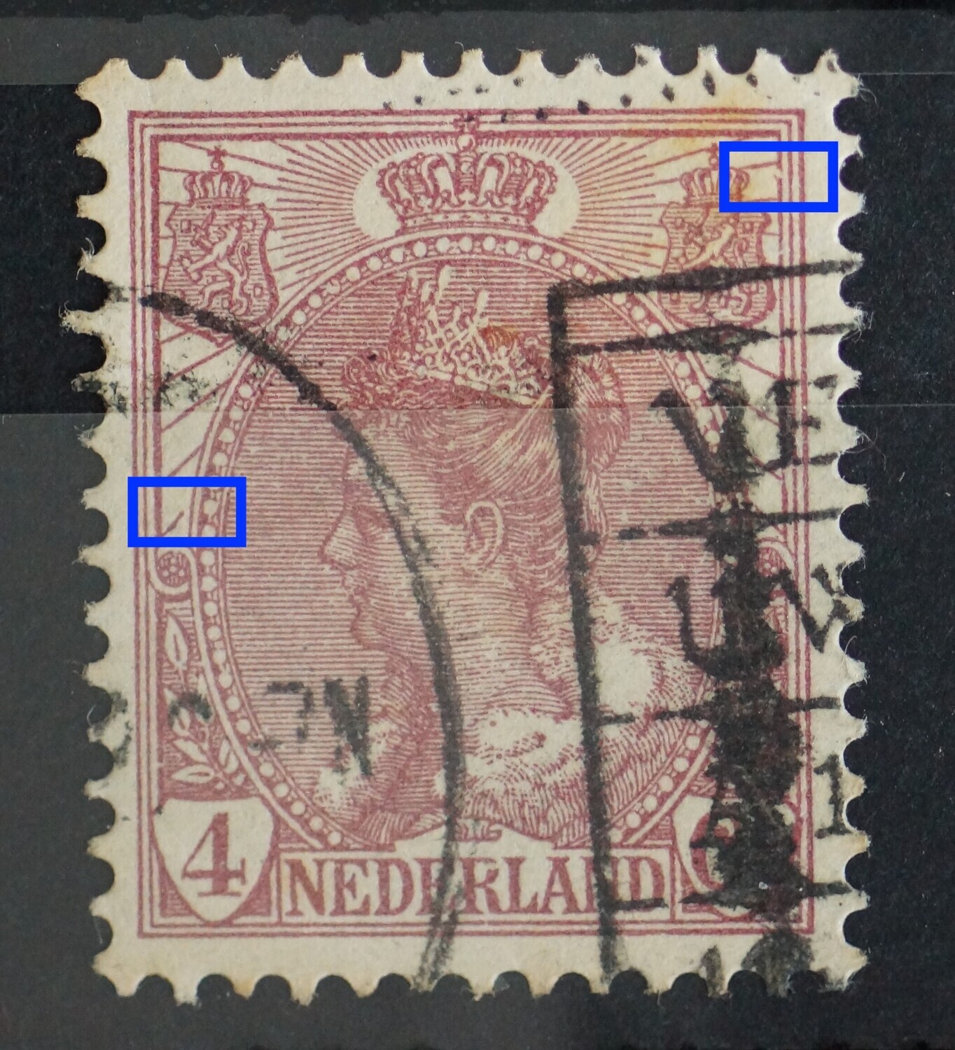 NVPH 58 - o.a. breuk in straal links