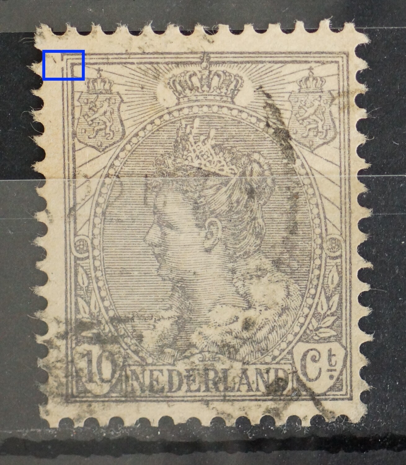 NVPH 62 - breuk in kaderlijn links, boven NVPH 62 - breuk in kaderlijn links, boven